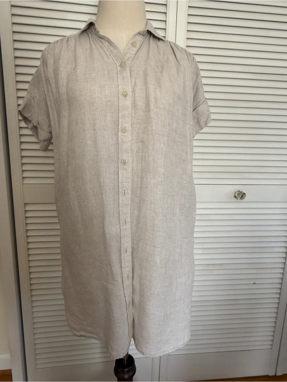 J. Crew Natural Beige Linen Button-Front Shirt